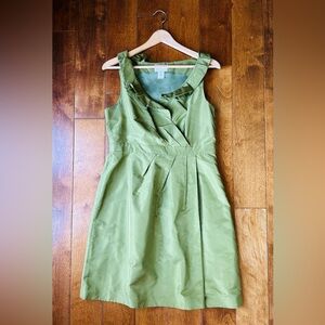 J Crew olive green silk dress